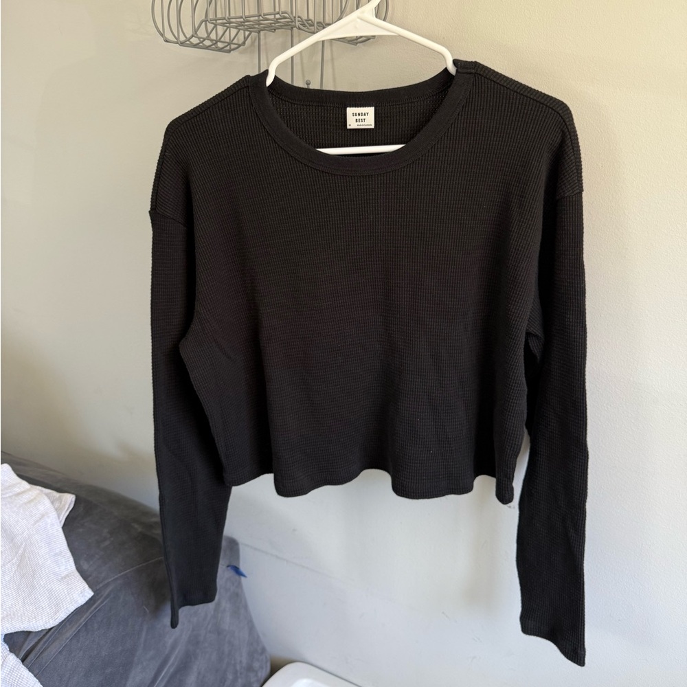 Aritzia Waffle Knit Pull Over Long Sleeve